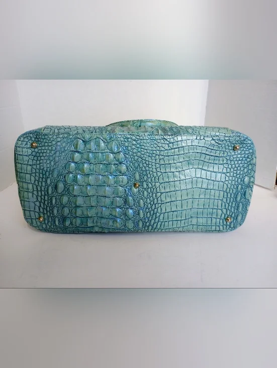 Brahmin Julian Melbourne Tote, Astral, Crocodile Embossed Leather, Aqua - Picture 11 of 16